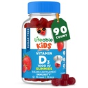 Vitamina D livre de açúcar para crianças 1000 UI – Grande sabor sabor natural Gummy Suplemento – Mastigável vegetariano sem glúten – para ossos fortes e saudáveis, para crianças, Adolescentes, Toddler, 90 chicletes