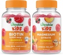 Crianças Biotina Vidable + Citrato de magnésio Crianças, chicletes Bundle - Grande degustação, Suplemento Vitamina, Gluten Free, GMO Free, Gummy mastigável
