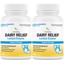Puregen Labs Dairy Relief Natural Fast Action Enzima de Lactase 3000 FCC, comprimidos de intolerância à lactose 2 Pack - 180 Caplets Total