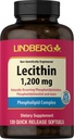 Lindberg Lecithin 1200mg Suplemento para homens e mulheres □ 120 Cápsulas Softgel Complexo de Fosfolipídios
