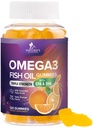 Omega 3 pastilhas de óleo de peixe - 3X força coração de apoio à saúde - alta absorção Omega 3 óleo de peixe Gummy Suplemento com DHA e EPA - Joint & Brain Support para adultos - sabor laranja - 120 pastilhas