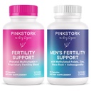 Cegonha rosa seu e seu pacote de fertilidade: Suplementos de fertilidade para mulheres, Suplementos de fertilidade para homens, Vitamina pré-natal de fertilidade, Vitex, Inositol, Folato, Vitamina B6, 60 Cápsulas