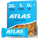 Atlas Protein Bar – 20g de proteína limpa, 1g de açúcar natural, sem óleo de semente, sem glúten, sem adoçantes artificiais - Contagem de amêndoa de baunilha 24