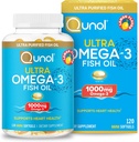 Qunol Omega 3 óleo de peixe Mini Softgels, 1000mg Ultra Puro óleo de peixe, apoio à saúde do coração, Omega 3 DHA Suplementos, sabor limão, 2 meses de fornecimento, 120 contagem