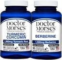 Dr. Morse's Turmeric Curcumin 1950mg & Berberine 1500mg Bundle - Apoio Conjunto, Metabolismo Saudável e Imune Boost com BioPerine & Ceilão Canela, Registrado pela FDA, NSF-certificado 90 Cápsulas