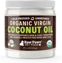 Raw Patas Orgânico Óleo de coco virgem para cães e gatos, 8-oz - Suporta sistema imunológico, digestão, saúde oral, tireóide - Todos os Alergia Natural Alívio para cães - Alívio bola de cabelo