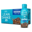 GNC Lean Shake 25 Protein Shake, Clinicamente comprovada gestão de peso, substituição de refeições, 25g de proteína com zero adicionado de açúcar, pronto para beber, biscoitos e creme, pacote de 12