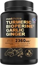 4-em-1 Suplementos de Alho e Açafrão com BioPerine – 2360mg Cápsulas de Ginger Açafrão com Alho – mistura de ervas de alta potência (120 ct)