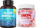 Vegan Pastilhas de Ferro e Algas Baseadas em Planta Omega 3 1200mg Suplemento