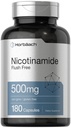 Horbäach Nicotinamida 500mg . 180 Cápsulas . Flush Suplemento dietético gratuito .