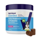 Vetnique Glandex Probióticos diários para cães com prebióticos para apoiar a saúde da tripa com fibras e enzimas digestivas, mastigações probióticas ou pós (60ct mastigações, mastigação de bacon)