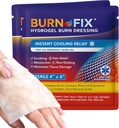 BurnFix® Burn Gel Pads 4x4 Dressing Hydrogel - Tecnologia de dissipador de calorTM – Estéril com óleo de árvore de chá – Refrigeração instantânea para Sunburn, Cozinha, Queimaduras Químicas – Primeiros Socorros Não-Stick, seguro para rosto e crianças (2)