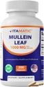 Vitamatic Mullein Folha 1000mg por Serviço - Suporta Função Respiratória Saudável, Bronquial e Imune - 200 Cápsulas