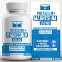 Resistência à vida Magnésio Potássio Complex Supplement - 90 Cápsulas - Suporte de Magnésio de Alta Absorção Vascular Saúde e Crampo de Perna