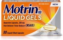 Motrin Liquid-Gels 200 mg Ibuprofeno, 80 contagem por garrafa