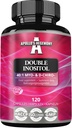APOLLO'S HEGEMONY Duplo Inositol 120 Vegan Cápsulas - Myo-Inositol + D-Chiro-inositol em Optimal 40:1 Razão - 615 mg por cápsula - 4 meses de fornecimento - Suplemento vitamina B8