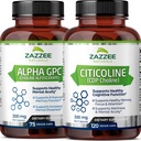 Zazzee Citicoline CDP Choline Cápsulas e Alpha GPC Choline Cápsulas