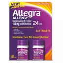 Allegra 24 horas internas e ao ar livre Alergia alívio 180mg 55 Comprimidos, Pacote de 2 (110 CT.)