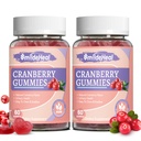 Gummies de cranberry 1000mg, Suplementos de cranberry para mulheres, com D-Mannose 250mg, Gummies Probióticas da Mulher, Saúde do Trato Urinário, Flavor de cranberry, NO OGM, 60 Contagem (Pacote de 2)