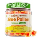 Bee Pollen Orgânico 1000mg, w/ Própolis, Royal Jelly, Açúcar Free Pollen Gummies ricos em B-Vitamina, Antioxidantes, Aminoácidos, Bee Pollen Suplemento para Energia, Pele e Imune (1 pacote)