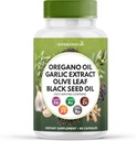 Superalimento MD Orégano Oil Alho Extrair Olive Leaf Black Seed Oil Astragalus- para Mulheres e Homens- 60 Conde
