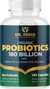 Probióticos Orgânicos 180 bilhões UFC - 40 Strains Vegan Probióticos + Prebióticos + Enzimas Digestivas - Gut & Imune Saúde - 100% puro, máxima potência & prateleira estável - Made in the USA