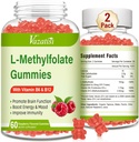 L-Metilfolato 15 mg chicletes com metil B12, suplemento de folato para humor, saúde do cérebro, suporte imunológico, framboesa sabor, 120 contagem