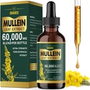 Mullein Drops orgânicos para pulmões, Mullein Folha de Tintura Suporte Lung Cleanse, Extrato Líquido Suplemento Natural para Detox Pulmão e Saúde Respiratória, Vegan, 2 fl oz
