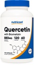 Nutricost Quercetin com Bromelain, 880mg Quercetin + 165mg Bromelain Per Serving, 120 Cápsulas, 60 Servings (2 Caps Per Serving) - Vegetarian, Non-GMO & Gluten Free