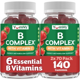 B Gummies complexos com vitamina C – Grande degustação 1 por dia Energia & Sistema Nervoso Suporte para Adultos – Vegan, Kosher, Não-GMO Vitamina B Gummies Complexo com B12, B6, & Ácido Fólico – 70 Count (2 Pack)
