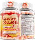 Pastilhas de colagénio peptídeo para mulheres, Suplemento de açúcar livre multi colagénio, 1400mg Tipos de colagénio hidrolisado I II III V X, 5000mcg Biotina, Vitamina C A E D3 B6 para o cabelo, pele e unhas, osso, 60Cts