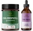 HERBAMAMA Kit de Clorofila e Cardo de Leite - Pacote de 50 mg chicletes de clorofila e extrato de cardo de leite Tintura 4 fl oz - Vegan, Não-GMO, Açúcar & Álcool - 2 Pack