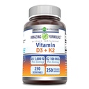 Fórmulas surpreendentes Vitamina D3 5000 UI com Vitamina K2 100 Mcg' 250 Veggie Cápsulas .
