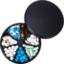 Organizador de comprimidos de comprimido de metal com 7 compartimentos - recipiente anti-Mix Pill resistente, grande impermeável caixa de pílulas diária para vitamina, medicina, suplemento, óleo de peixe, 0,39lb (preto)