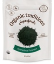 Tradições orgânicas espirulina orgânica em pó Vegan Superalimento não-GMO, 5,3 oz (150g) Bolsa, 50 Servings por saco