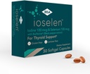 Ioselen - Suplemento de suporte da tireóide – 100 mcg Selenium, 100 mcg Iodine, 5mg BioPerine - 30 tampas de gel macio para aumentar a biodisponibilidade e absorção - sem glúten, livre de lactose, livre de açúcar, não-GMO