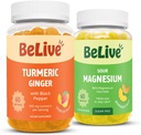 BeLive Bundle Magnésio e Gummies Turméricas para Relaxamento, Sono, Suporte Inmune e Mobilidade