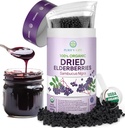 USDA Elderberrys orgânicas secas 1lb Bulk (Safest Packaging, Resealable Bag, BPA-Free Scoop) Natural, não irradiado, Elderberry preto cru, Imune Support, Make Sambucus Elderberry Syrup, 1 Libra