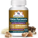 Cancer Sciences Skin Wellness Supplement, USDA Certified Organic Extract Mushrooms Supplement, Extra Strength 1.500 mg, High Potence 40% Beta-Glucans, Imune Support, Glowing Complexion, 120 Cápsulas
