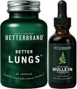 Betterbrand Melhor Pacote de Saúde Pulmãos - Melhores Cápsulas de Pulmãos & Mullein Folha Tintura Drops