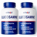Premium Glucosamina & Condroitina Suplemento Nutricional - Junta Saudável, Suporte de Joelho e Osso - Rico em HSH & Colágeno - Ingredientes Naturais Orgânicos - Made in USA - 120 Cápsulas 2 Pack