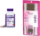 Natrol Melatonina 5mg Fast-Dissolve 200 Comprimidos e Suínos Cotonete Contagem de 300