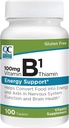 Qualidade Escolha Vitamina B1 Thiamin 100 mg Apoio Energético, Função do Sistema Nervoso, e Saúde do Cérebro Suplemento Vitamina Comprimidos, 100 garrafas de contagem