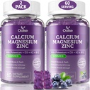 (2 Pack) pastilhas de zinco de magnésio de cálcio OALSE com vitamina D3 e K2-Alta absorção de magnésio Glicerinato-Muscles, Imune & Sleep Support-Sugar Free- Blueberry Flavored-120 contagens