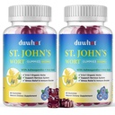 St John's Wort Gummies 600mg, 3 em 1 Suplementos de ervas orgânicas para alívio de estresse, suporte do sistema nervoso, com Ashwagandha & Holy Basil Extract para adultos e crianças, Não-GMO, Vegan, 120 ct.