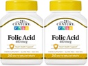 Ácido Fólico do Século XXI 400 mcg Comprimidos, 250 Contagem (Pacote de 2)