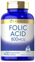 Ácido Fólico de Carlyle 800 Mcg Comprimidos Contagem de 400