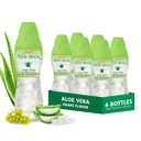 Suco de aloé vera (aroma de uva) com pedaços maiores de polpa de aloé pura (6 embalagens) Suco à base de plantas grande para hidratação e contém grande polpa de aloé. É saudável para adultos e crianças