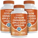 5-in-1 Ceilão Canela Cápsulas 2355mg - Ceilão Canela e Apple Cider Vinagre Cápsulas - Açafrão e Panax Ginseng - Canela Suplementos com Bioperina (120ct, Embalagem de 3)