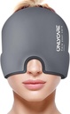 SOMENTECARE Migraine Relief Cap, Máscara Migraine calmante,Gel Odorless Upgraded Ice Head Wrap, Terapia quente e fria, FSA ou HSA Elegível Cefaleia Pacote de gelo para tensão e estresse (Grey)
